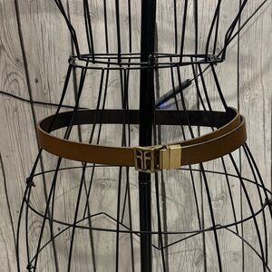 Frye Tan Leather Belt women’s Gold Buckle reversible brown